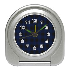 Black And Dark Blue Plaids Travel Alarm Clock by ConteMonfrey