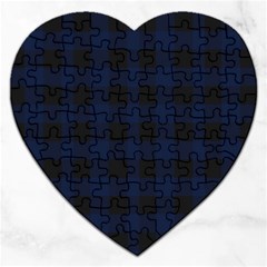 Black And Dark Blue Plaids Jigsaw Puzzle (heart) by ConteMonfrey