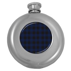 Black And Dark Blue Plaids Round Hip Flask (5 Oz) by ConteMonfrey