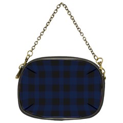 Black And Dark Blue Plaids Chain Purse (one Side) by ConteMonfrey