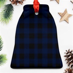 Black And Dark Blue Plaids Ornament (bell) by ConteMonfrey