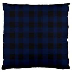 Black And Dark Blue Plaids Large Cushion Case (one Side) by ConteMonfrey