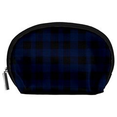 Black And Dark Blue Plaids Accessory Pouch (large) by ConteMonfrey