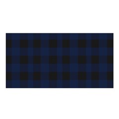 Black And Dark Blue Plaids Satin Shawl 45  X 80  by ConteMonfrey