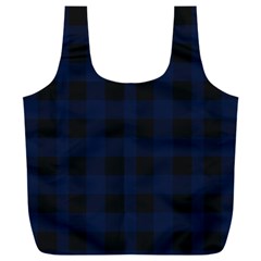 Black And Dark Blue Plaids Full Print Recycle Bag (xxxl) by ConteMonfrey