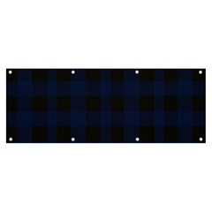 Black And Dark Blue Plaids Banner And Sign 8  X 3  by ConteMonfrey