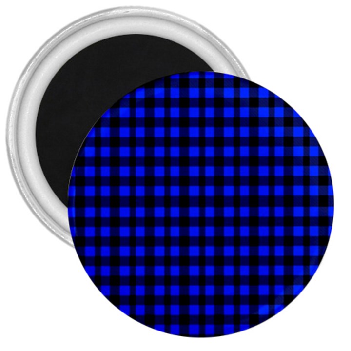 Black and bic blue plaids 3  Magnets