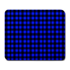 Black And Bic Blue Plaids Large Mousepads by ConteMonfrey