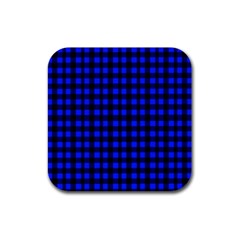 Black And Bic Blue Plaids Rubber Coaster (square) by ConteMonfrey