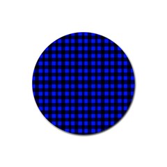 Black And Bic Blue Plaids Rubber Round Coaster (4 Pack) by ConteMonfrey