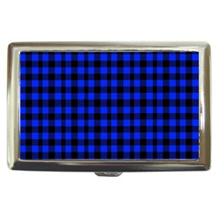 Black And Bic Blue Plaids Cigarette Money Case by ConteMonfrey