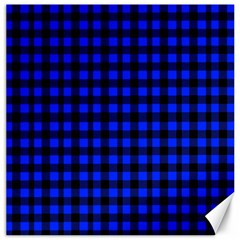 Black And Bic Blue Plaids Canvas 16  X 16 