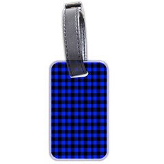 Black And Bic Blue Plaids Luggage Tag (two Sides) by ConteMonfrey