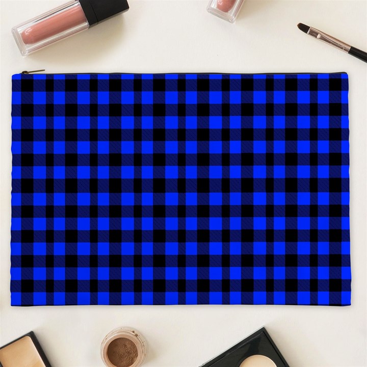 Black and bic blue plaids Cosmetic Bag (XXL)