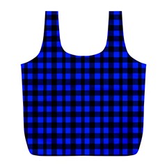 Black And Bic Blue Plaids Full Print Recycle Bag (l)