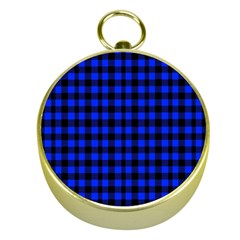 Black And Bic Blue Plaids Gold Compasses by ConteMonfrey