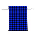 Black and bic blue plaids Lightweight Drawstring Pouch (M) Front