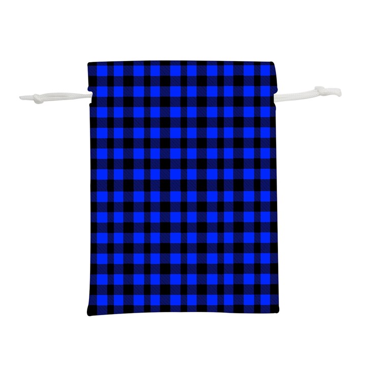 Black and bic blue plaids Lightweight Drawstring Pouch (M)