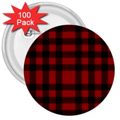 Red And Black Plaids 3  Buttons (100 Pack)  by ConteMonfrey