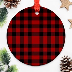 Red And Black Plaids Round Ornament (two Sides) by ConteMonfrey