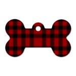 Red and black Plaids Dog Tag Bone (One Side) Front