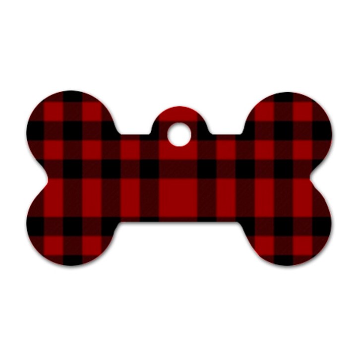 Red and black Plaids Dog Tag Bone (One Side)