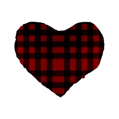 Red And Black Plaids Standard 16  Premium Heart Shape Cushions by ConteMonfrey