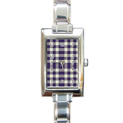 Dark Blue Plaid Rectangle Italian Charm Watch by ConteMonfrey