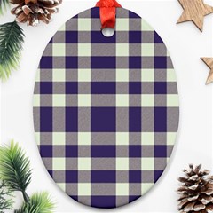 Dark Blue Plaid Ornament (oval) by ConteMonfrey