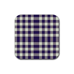 Dark Blue Plaid Rubber Coaster (square) by ConteMonfrey