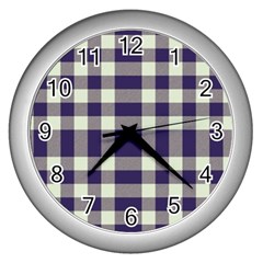 Dark Blue Plaid Wall Clock (silver) by ConteMonfrey