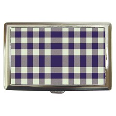 Dark Blue Plaid Cigarette Money Case by ConteMonfrey