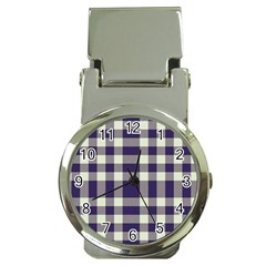 Dark Blue Plaid Money Clip Watches by ConteMonfrey