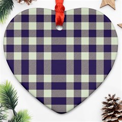 Dark Blue Plaid Heart Ornament (two Sides) by ConteMonfrey