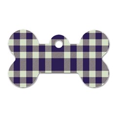 Dark Blue Plaid Dog Tag Bone (two Sides) by ConteMonfrey