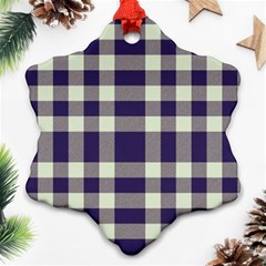 Dark Blue Plaid Snowflake Ornament (two Sides) by ConteMonfrey