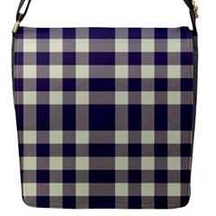 Dark Blue Plaid Flap Closure Messenger Bag (s) by ConteMonfrey