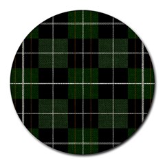 Modern Green Plaid Round Mousepads by ConteMonfrey