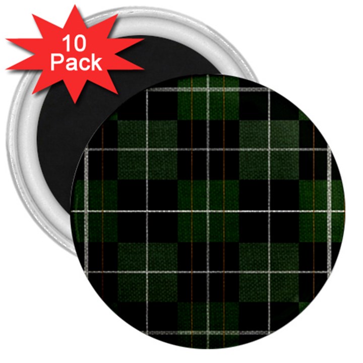 Modern Green Plaid 3  Magnets (10 pack) 