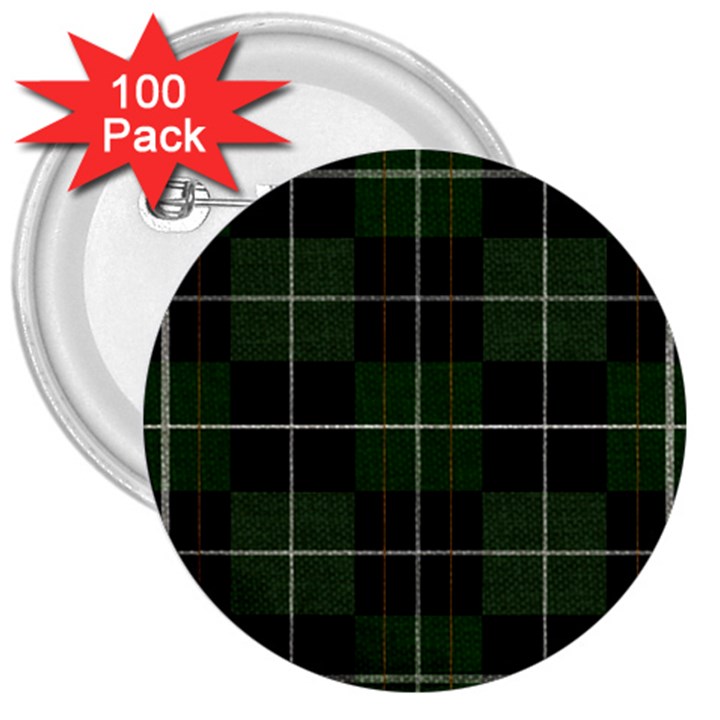 Modern Green Plaid 3  Buttons (100 pack) 