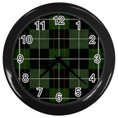 Modern Green Plaid Wall Clock (black) by ConteMonfrey