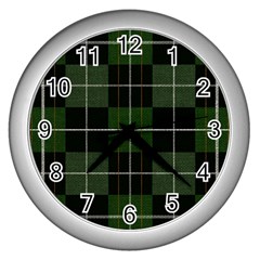 Modern Green Plaid Wall Clock (silver) by ConteMonfrey