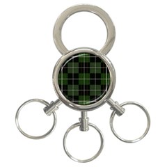 Modern Green Plaid 3-ring Key Chain by ConteMonfrey