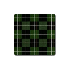 Modern Green Plaid Square Magnet by ConteMonfrey