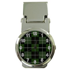 Modern Green Plaid Money Clip Watches by ConteMonfrey