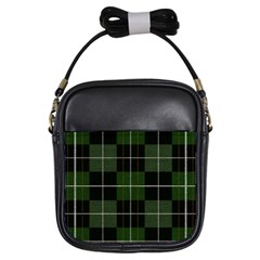 Modern Green Plaid Girls Sling Bag by ConteMonfrey