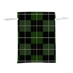 Modern Green Plaid Lightweight Drawstring Pouch (M) Front