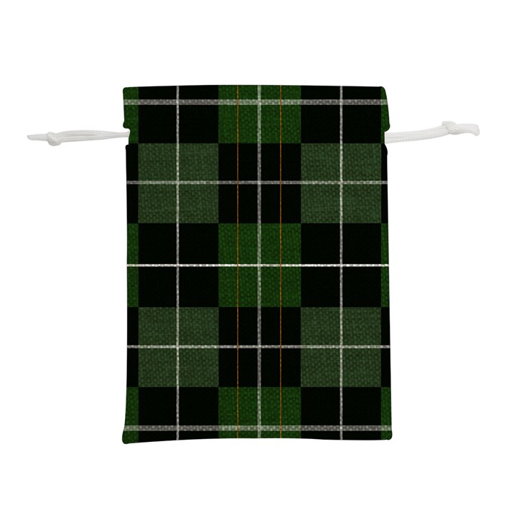 Modern Green Plaid Lightweight Drawstring Pouch (M)