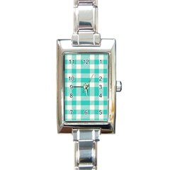 Turquoise Small Plaids  Rectangle Italian Charm Watch by ConteMonfrey