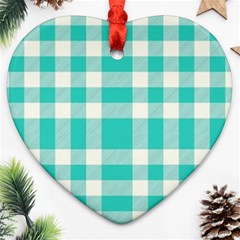 Turquoise Small Plaids  Ornament (heart) by ConteMonfrey